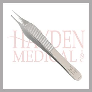 120-139 Adson Tissue Forceps 4-34 (11.9cm), 1x2 teeth w smooth tying platform, delicate 1mm tip